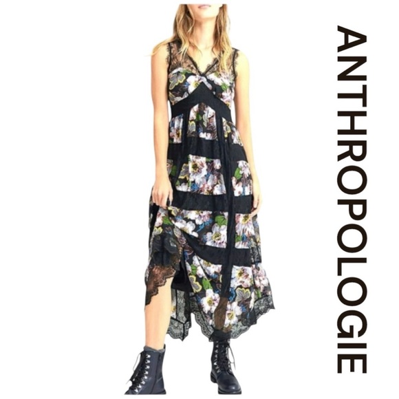 ANTHROPOLOGIE Kasondra Lace Floral Midi Dress, Size 8. - Picture 1 of 7